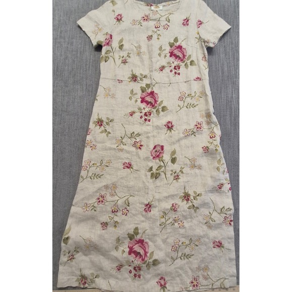 Talbots Dresses & Skirts - VTG Talbots Petites 12P 100% Linen floral dress cottagecore made USA Pink roses